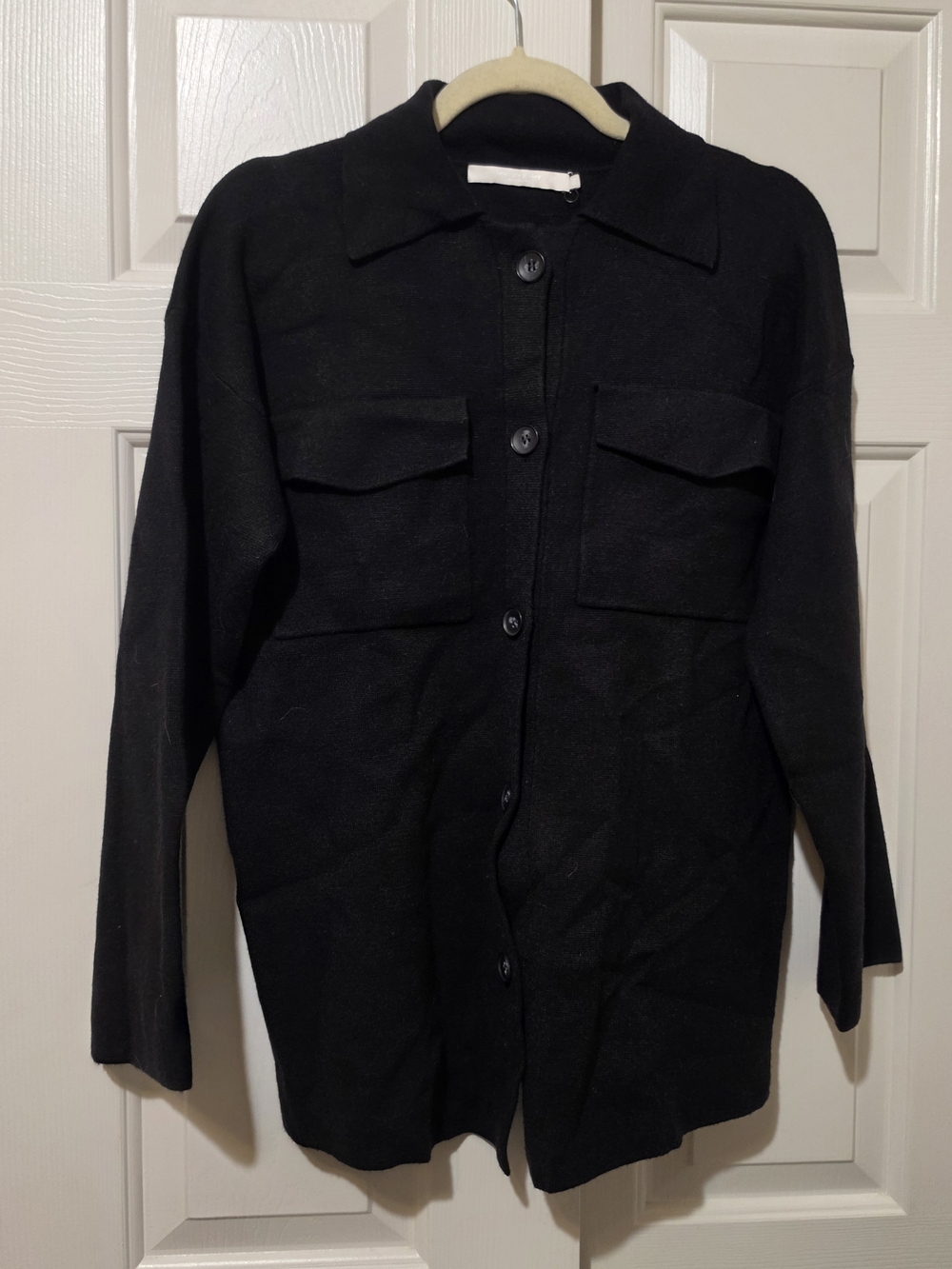 One Grey Day Kelley BF Jacket Black XS Knit Button Front Utility Pockets NWOT